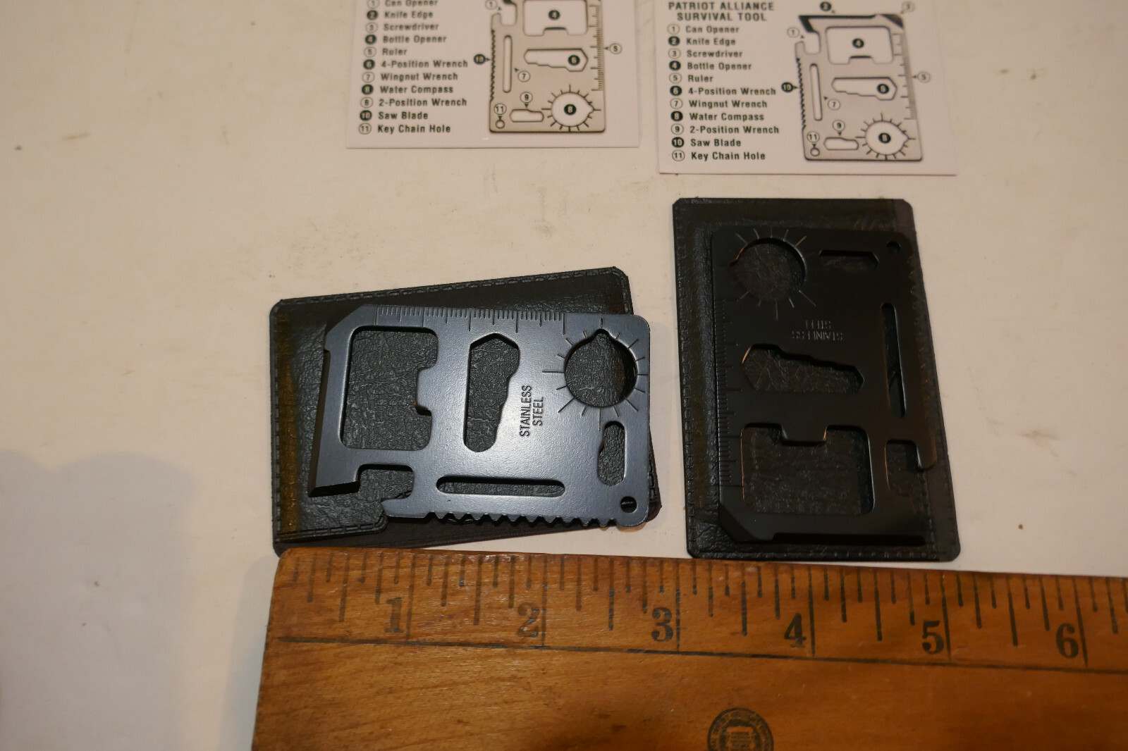 2 x 11 in 1 Multi Tool pocket wallet thin survival outdoor credit card knife