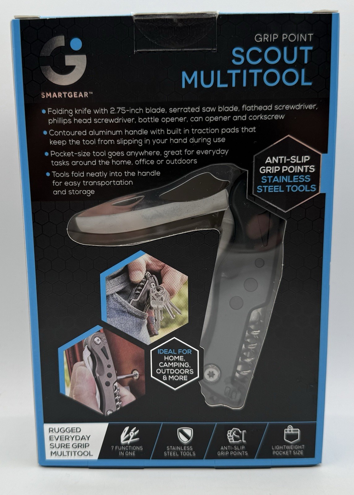 Scout Multitool Knife Smartgear Grip Point 7 Functions In One Stainless Rugged