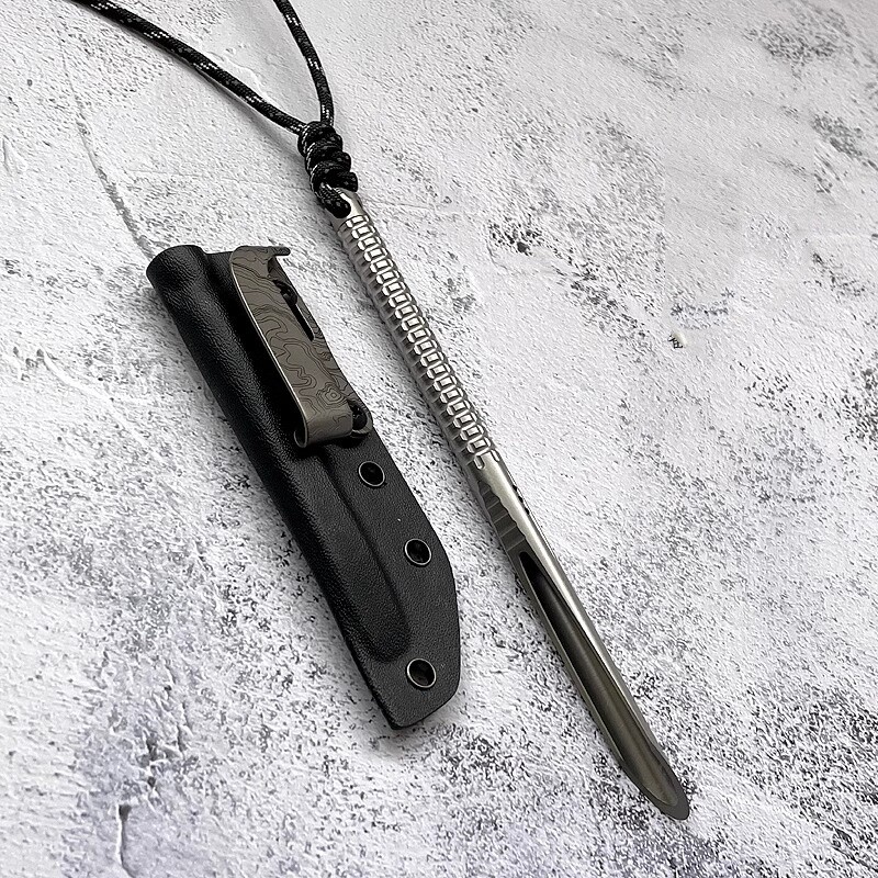 Outdoor Titanium EDC Multi Tool Tea Knife Ice Pick Tea Cake Pick with K Sheath