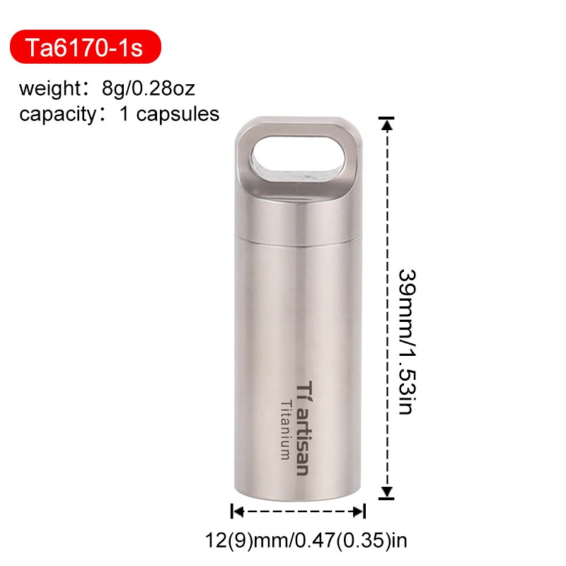 Titanium Mini EDC Tools Portable Sealed Medicine Bottle Home Outdoor Pill Box Wa