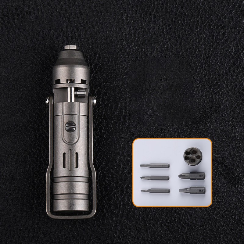 Titanium Alloy Ratchet Screwdriver EDC Multi Tool with Bits Compact Pocket Tool