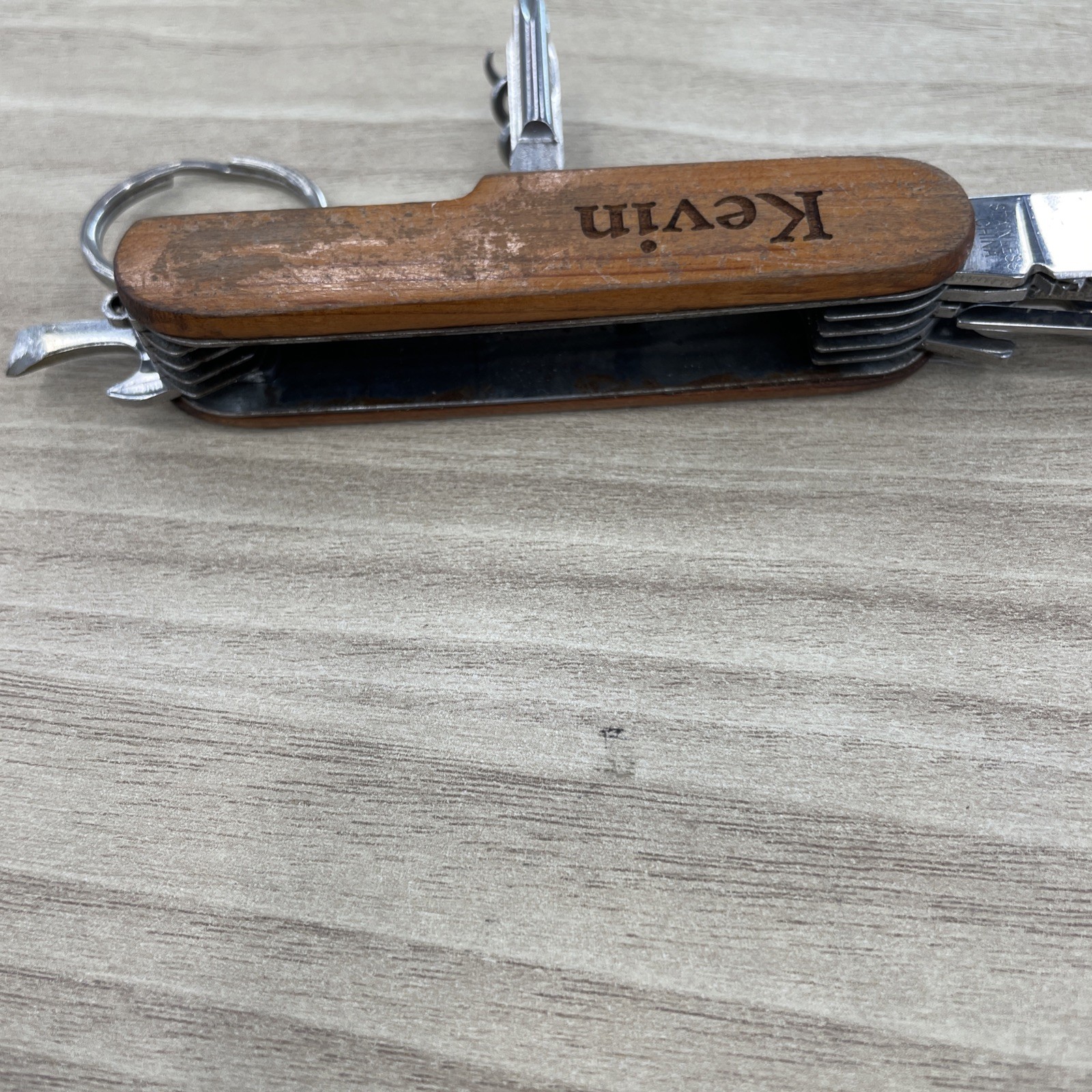 Multi Tool Pocket Knife wood handle Screwdriver, saw, scissors