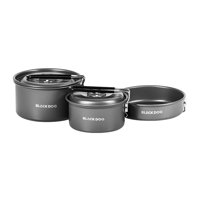 Outdoor aluminum alloy camping pot equipment, complete set of cooking utensils
