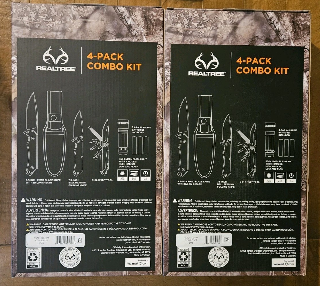 Realtree 4 Pack Knives Combo Set Lot Of 2