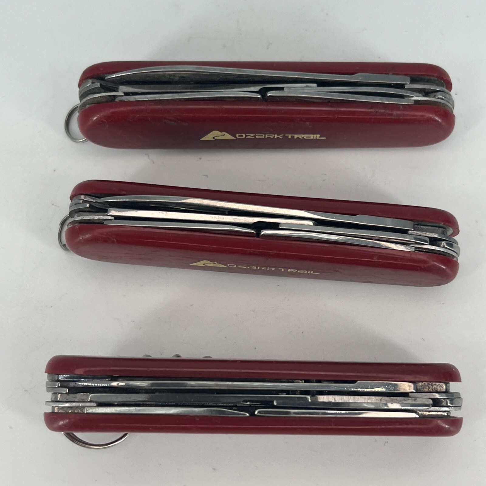 LOT OF 3 Ozark Trail Multi Tool 8-in-1 Pocket Knife – Red Color SAVE BIG!