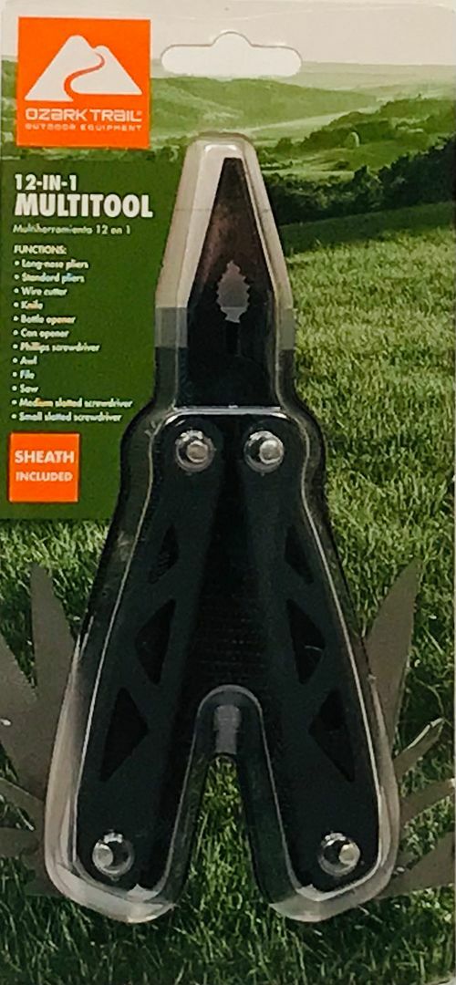 NEW OZARK TRAIL OUTDOOR EQUIPMENT 12-IN-1 MULTITOOL w/ SHEATH (BLACK) FREE S&H