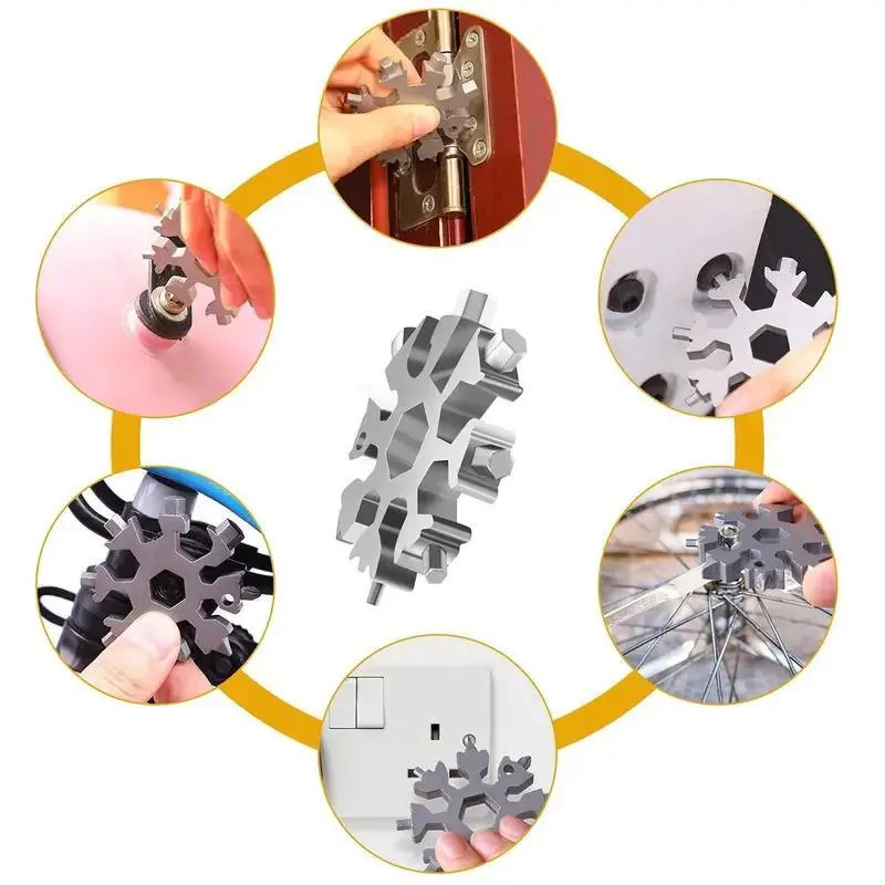 18-In-1 Snowflake Multi-Tool Stainless Steel Portable Wrench All-In-One Screwdri
