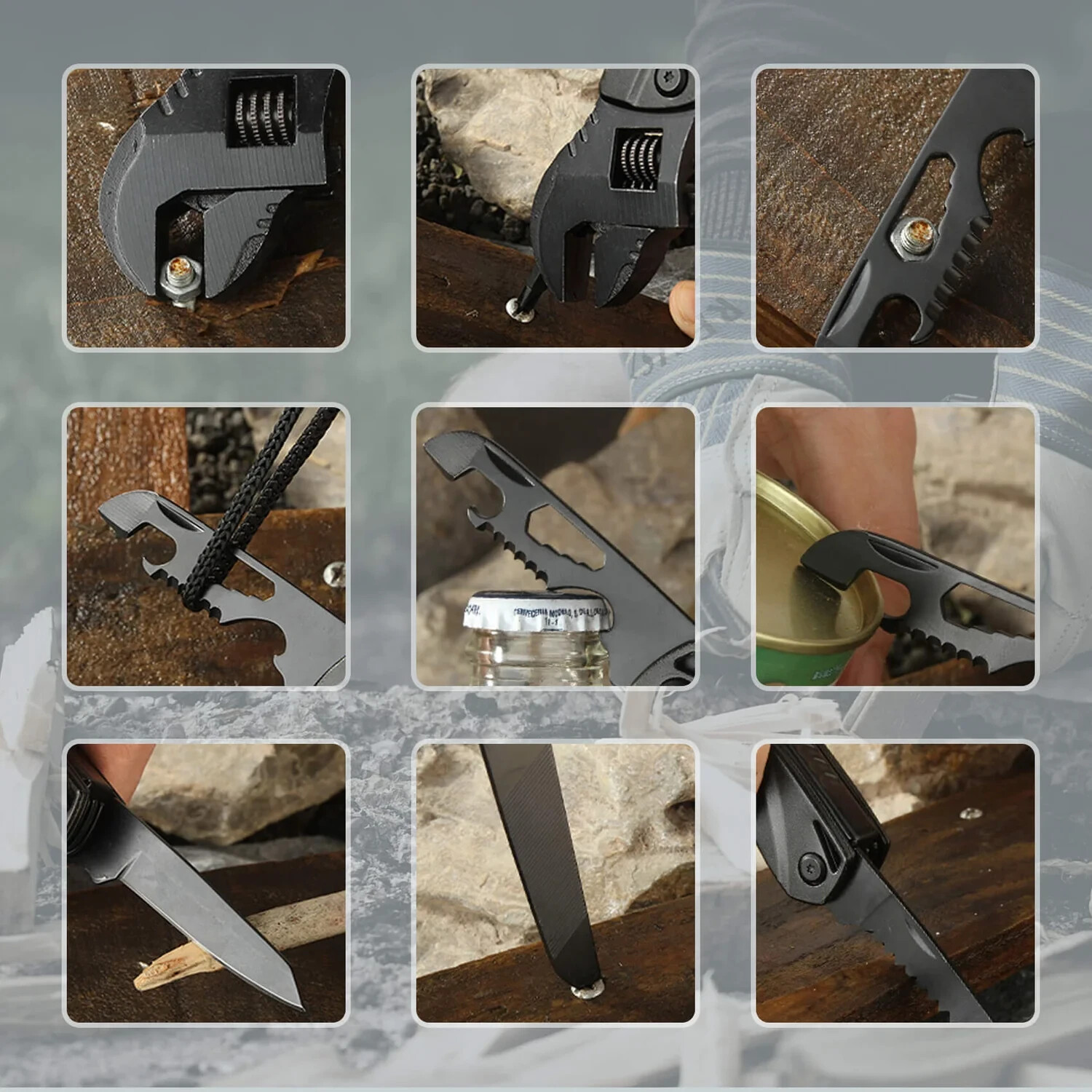 Hanboost 12 In 1 Multitool Wrench EDC Gadget for Outdoor Camping