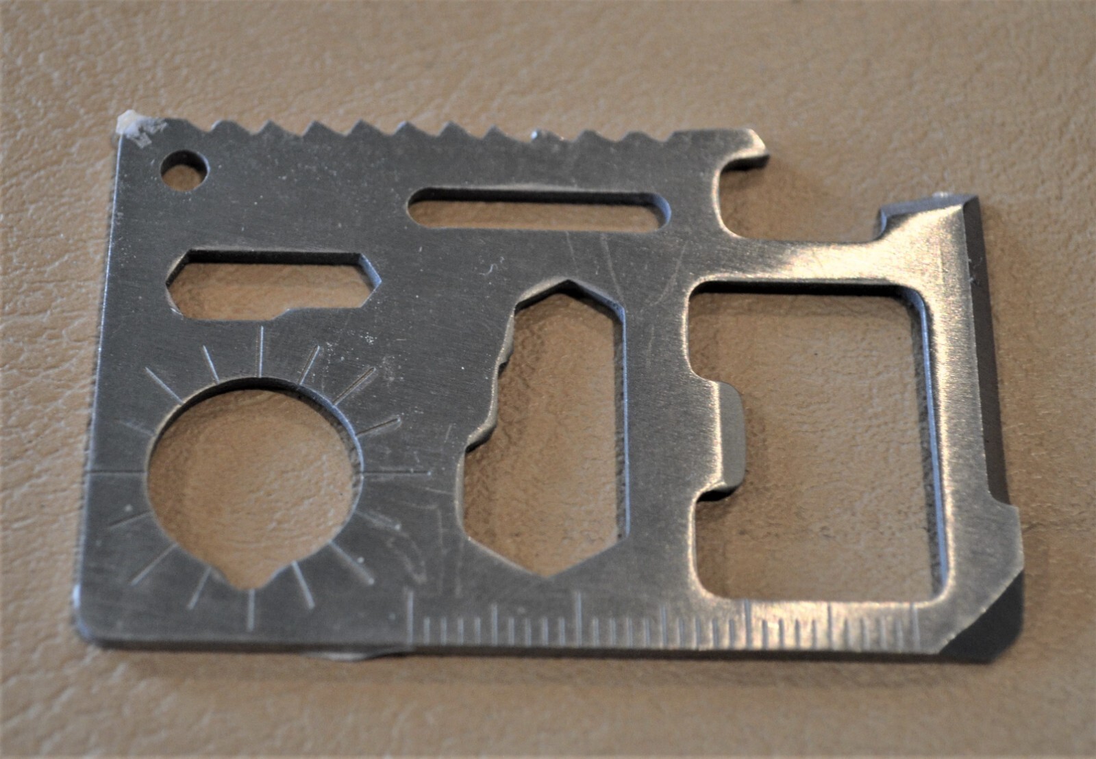Mini Wallet Size Multi Survival Tool Metal Thin Small, Silver Tone Hunting Camp