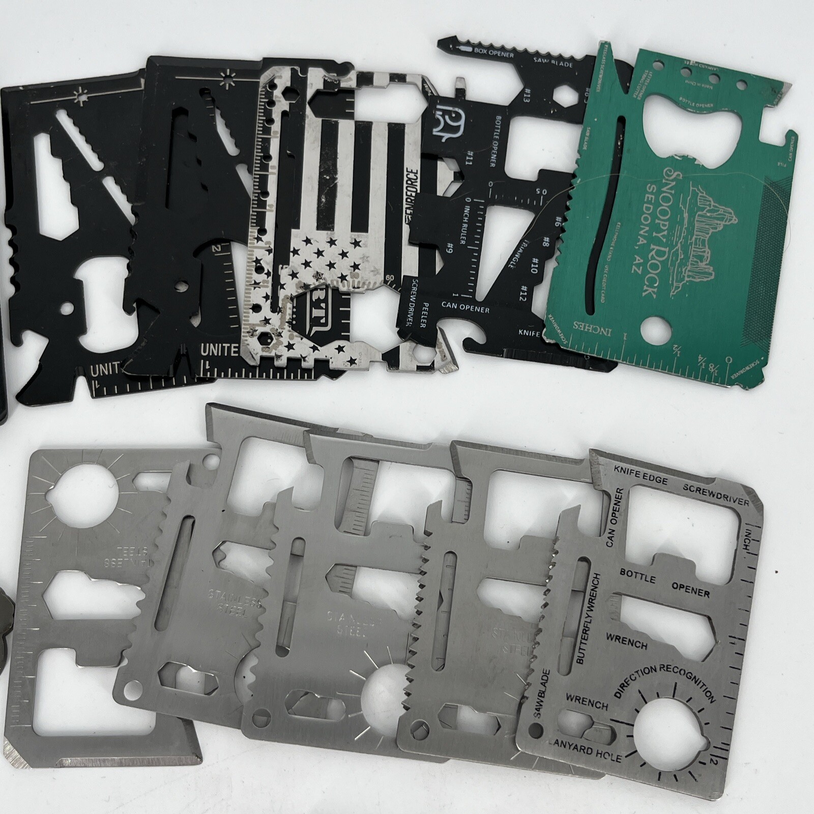 LOT OF 20 METAL WALLET/CREDIT CARD MUTI-TOOLS AND POCKET KNIFE SAFETY TOOLS