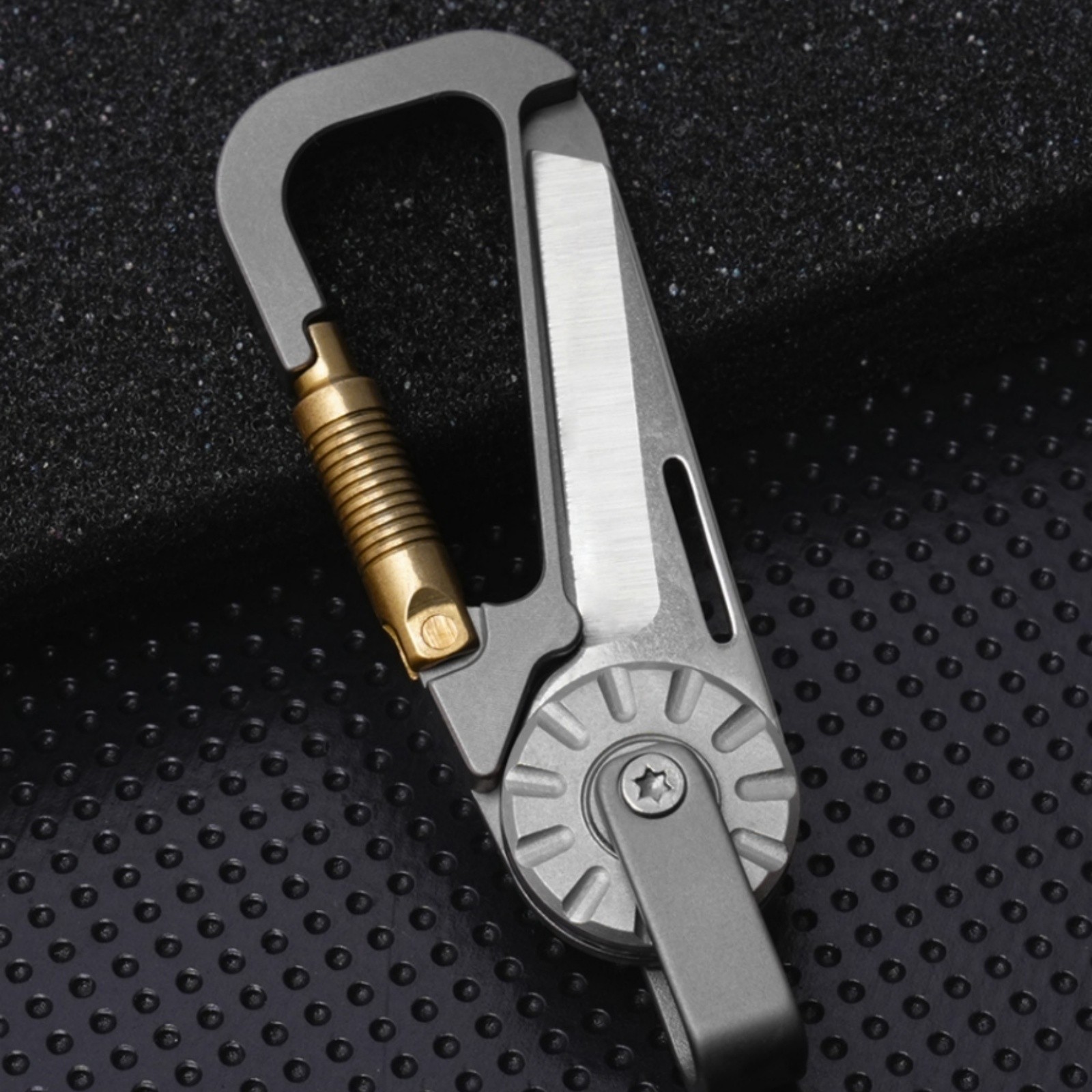 Titanium Alloy Keychain EDC Pocket Tool with Folding Mini Knife Lightweight