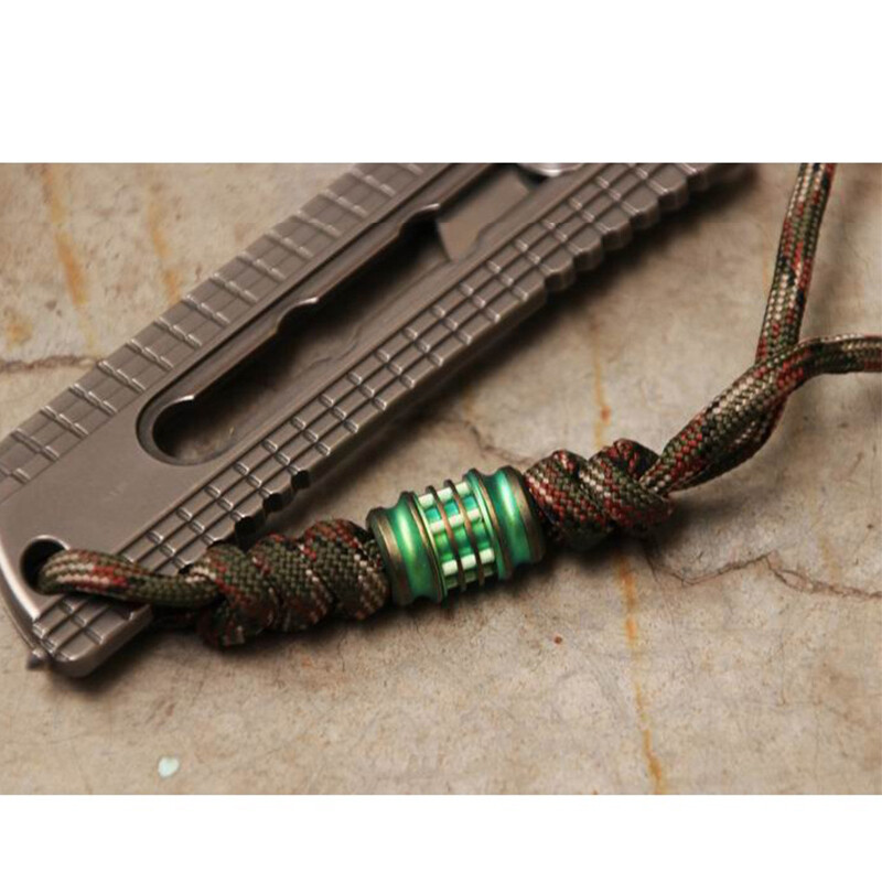 Titanium Alloy Folding Knife DIY Cool Lanyard Bead Umbrella Rope Tool Pendant