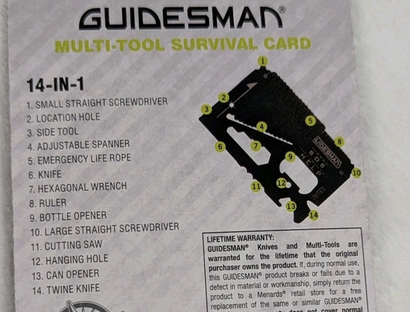 Guidesman multi tool Survival Kit Camping Fishing Hiking Climbing 14-In-1 Gadget