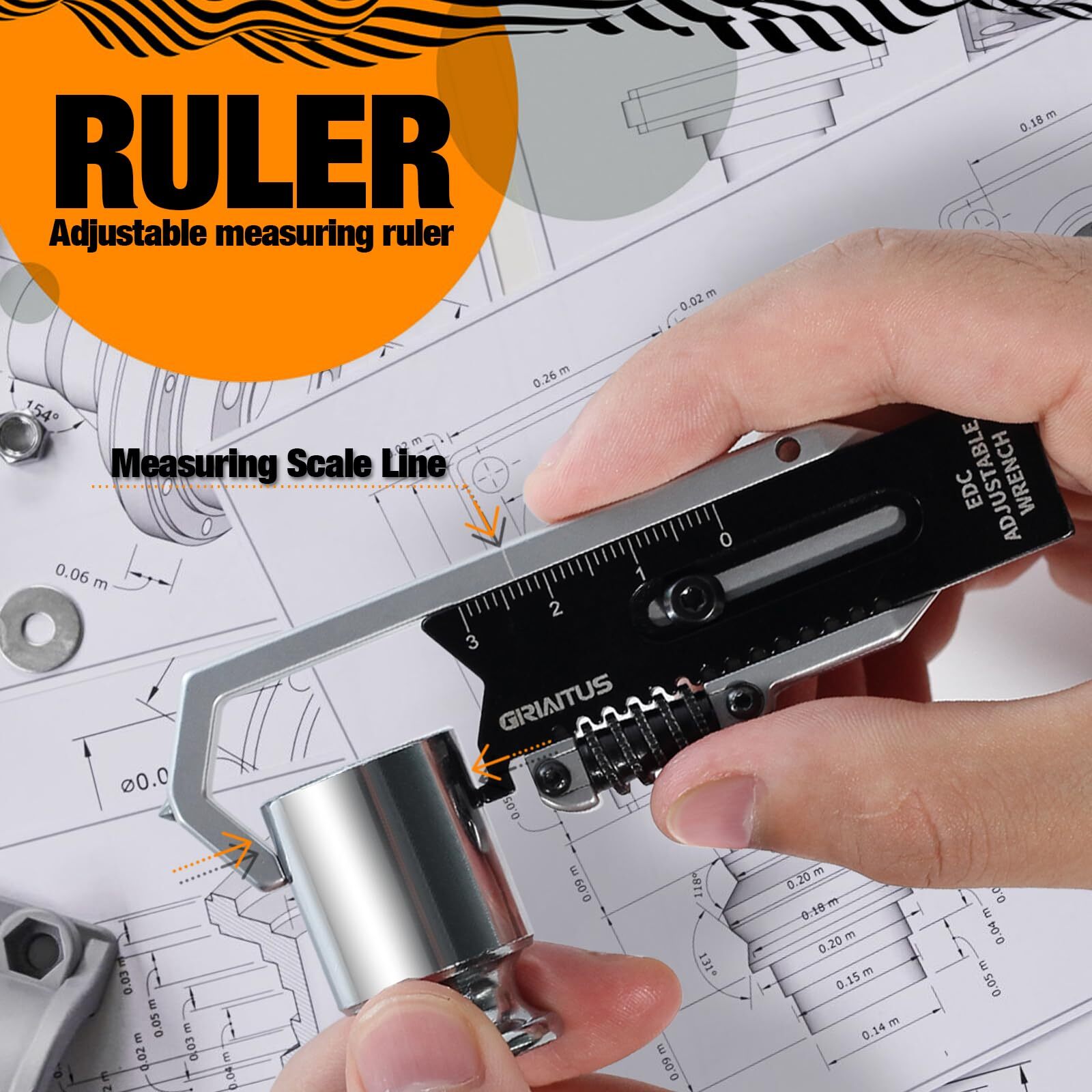 9IN1 Multitool Edc Pry Bar with Adjustable Wrench Emergency Hammer…