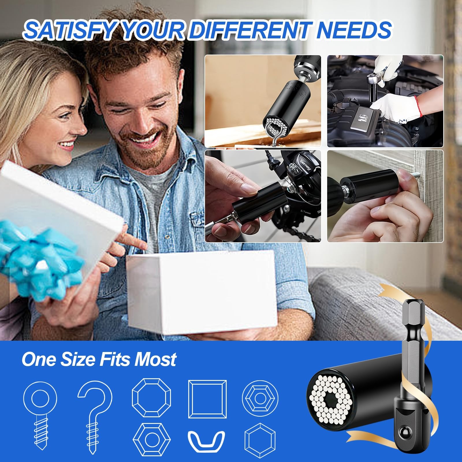 Valentine’s Day Gifts for Adults Men Dad, Super Universal Socket Tools White …