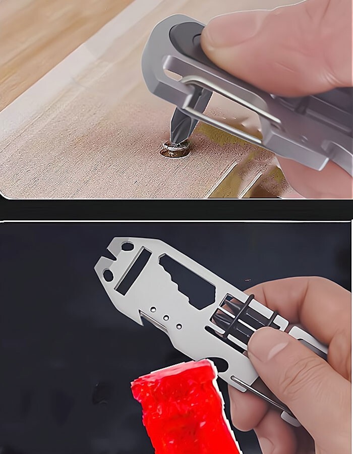 EDC Stainless Steel Key chain Pry Bar Crowbar Pocket Outdoor Multi Card Tools