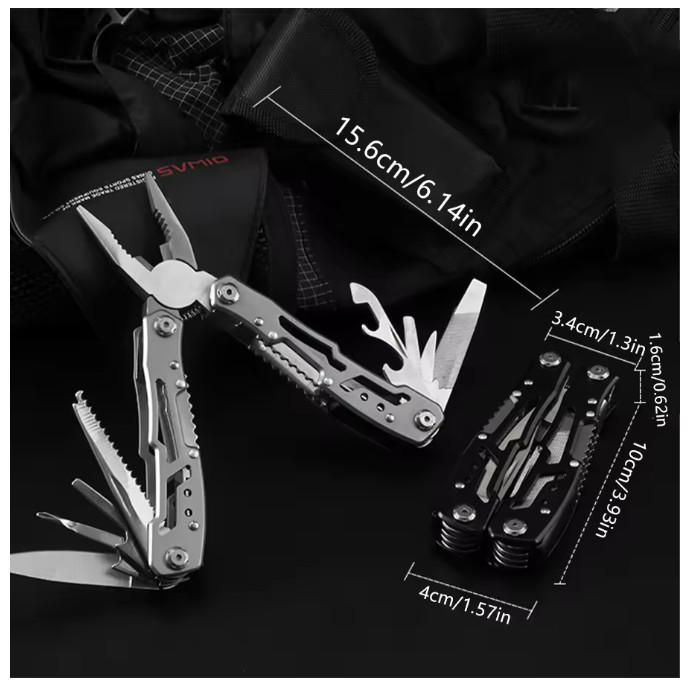 Camping Multitool Stainless Steel Portable Folding Knife Pliers Outdoor – Silver