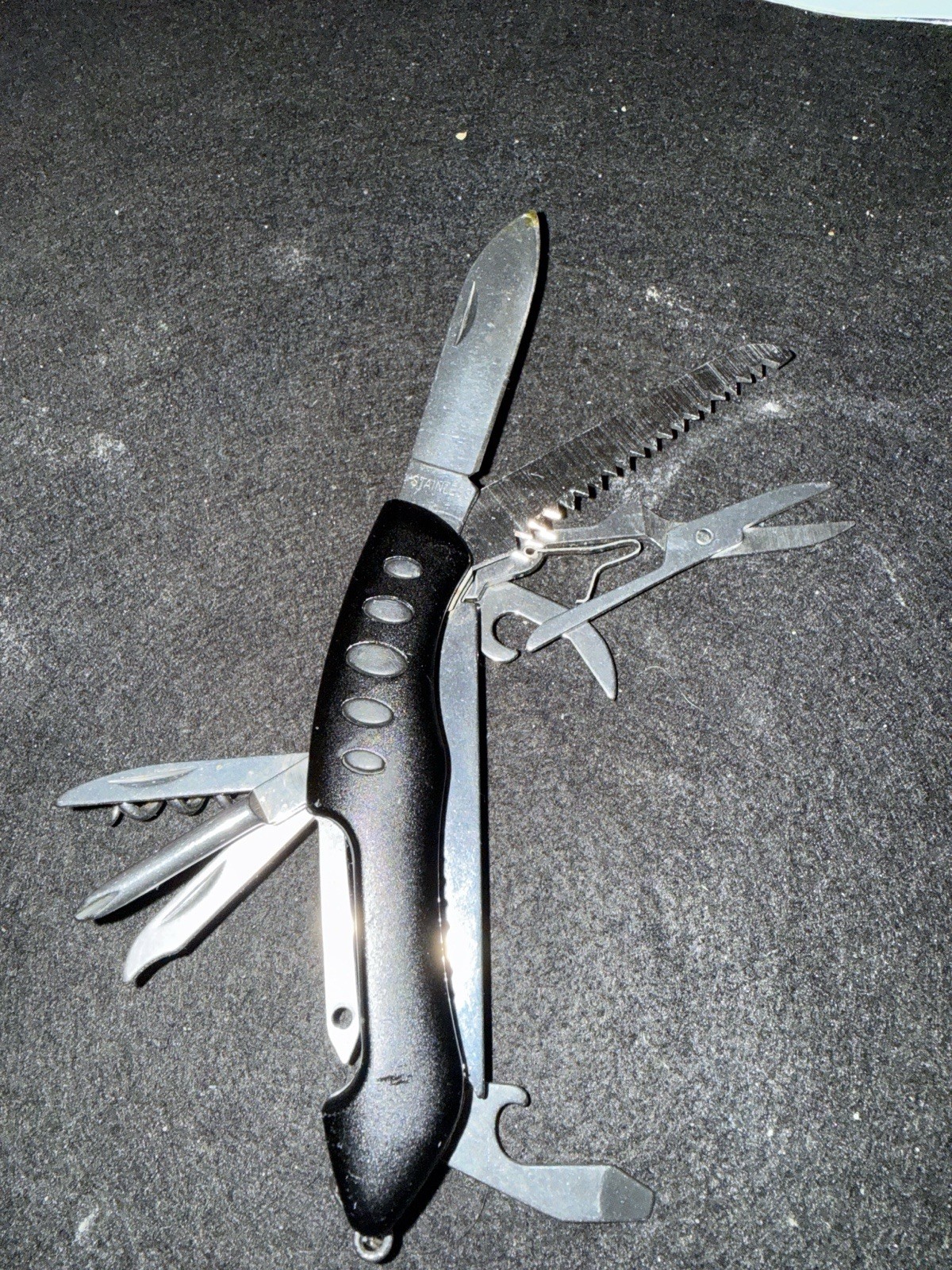 Sharpen Image Multi Tool Pocket Knife Corkscrew Scissors Saw Bottle Opener