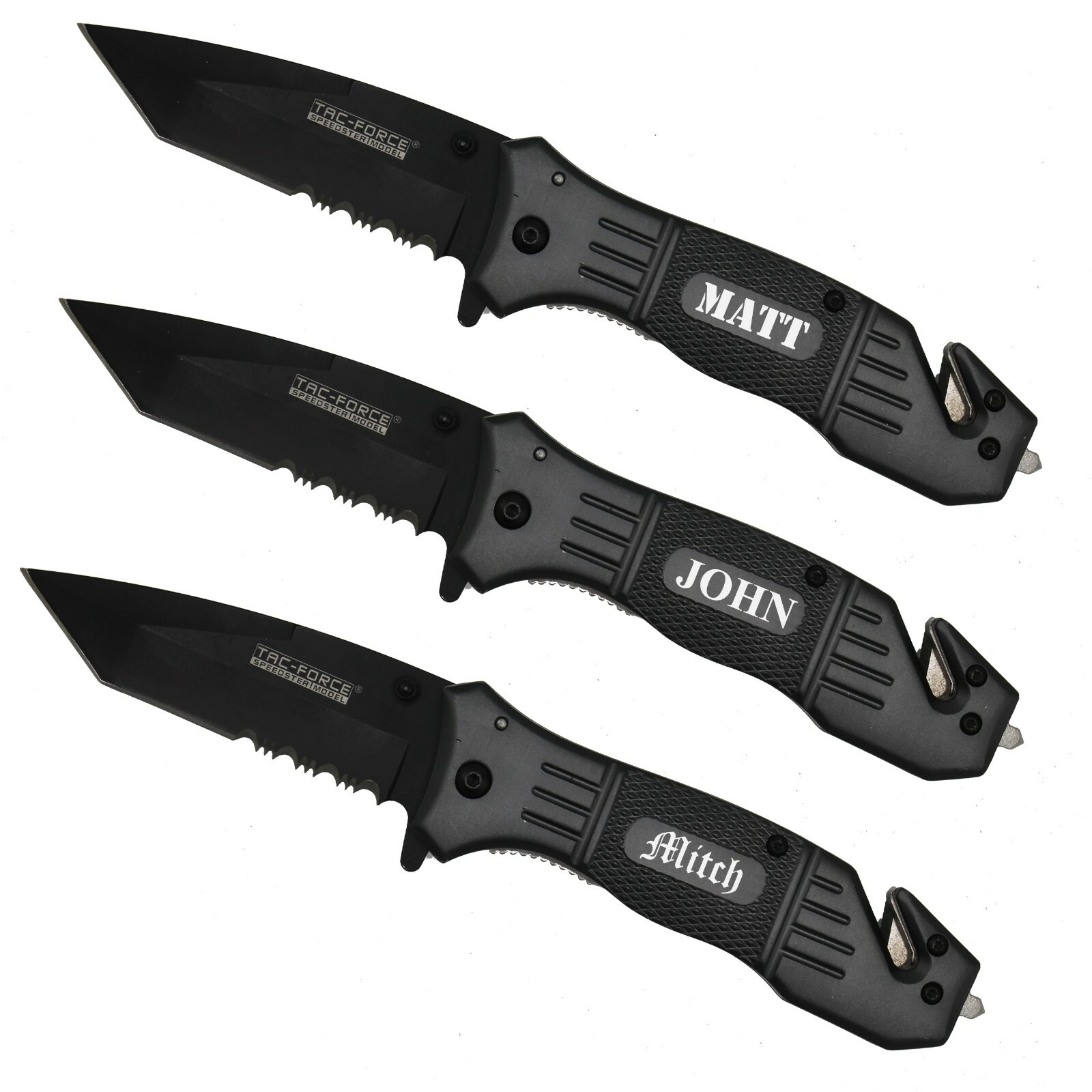 Personalized Grey Gunmetal Rescue Tactical Pocket Knife – Groomsman Gift
