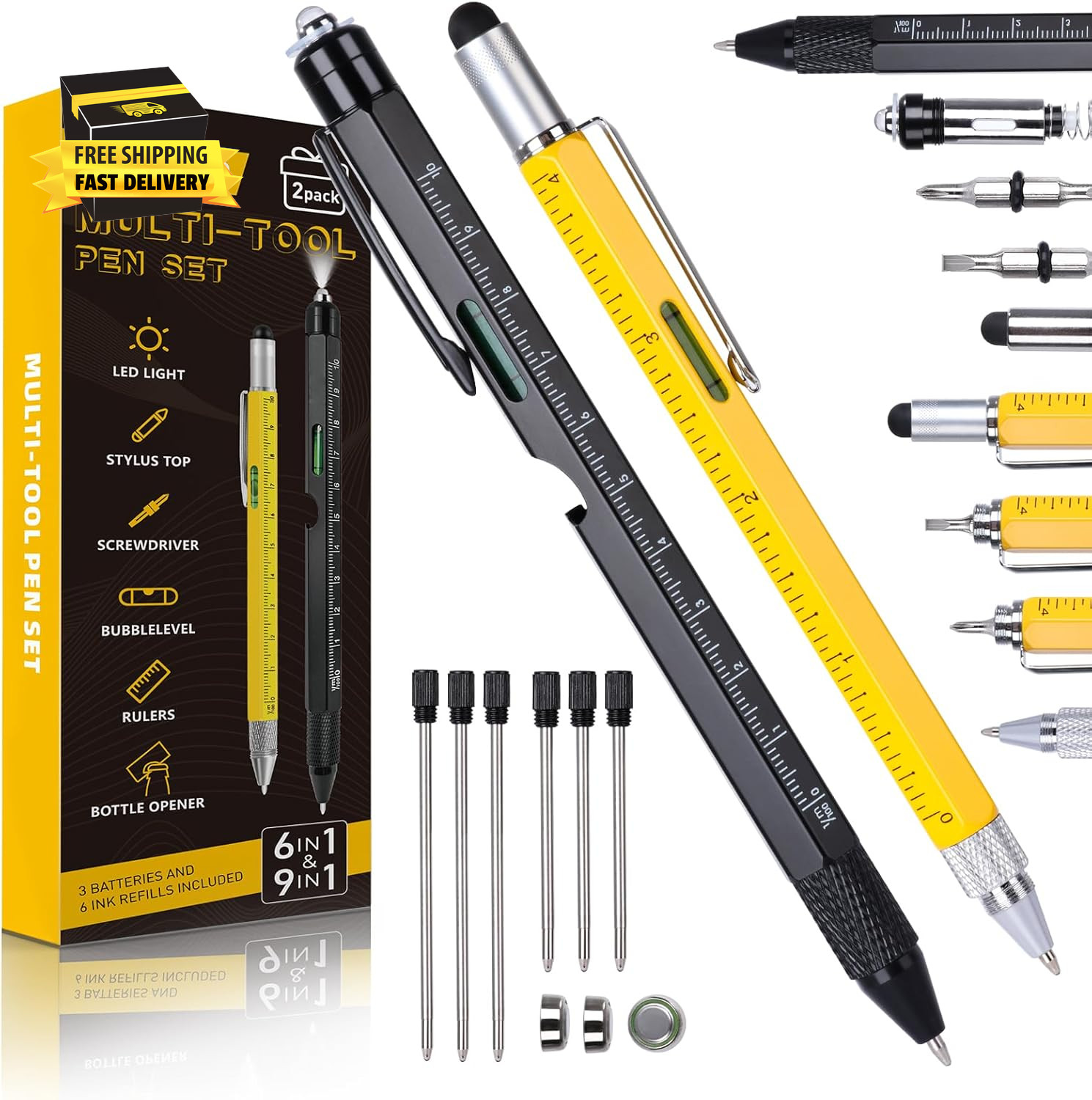 9 in 1 Multitool Pen Set, Gifts for Men, Multi Tool Pen Set, Mens Gifts for Fath