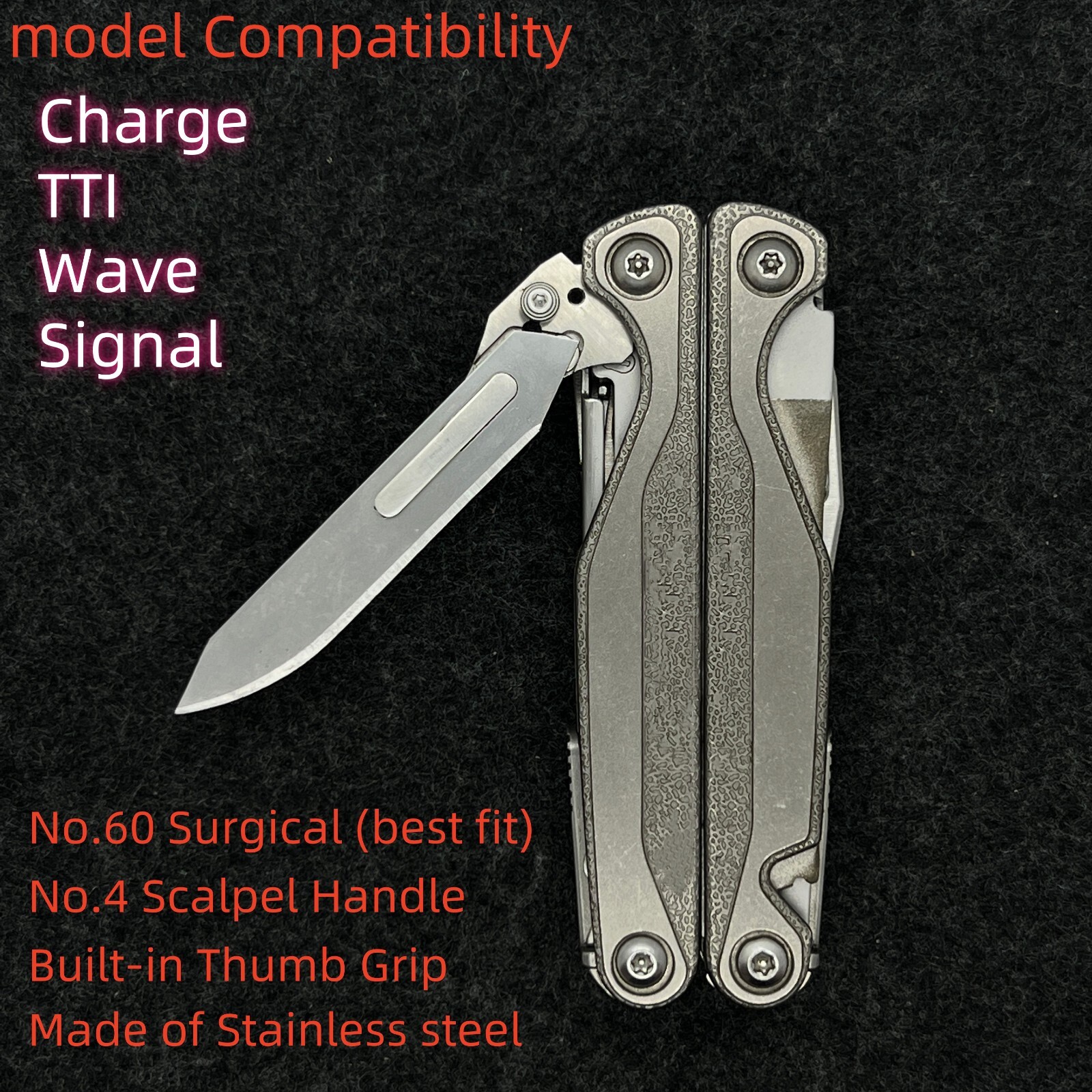 Scalpel Handle with Thumb Grip Fits Surgical Blades No60 for Leatherman TTI Wave