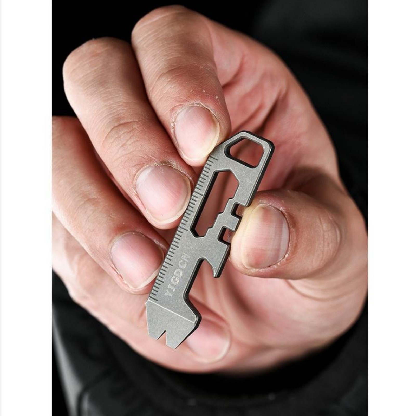 Titanium Alloy EDC Pry Bar Multi Tool Keychain Bottle Opener Wrench Ruler