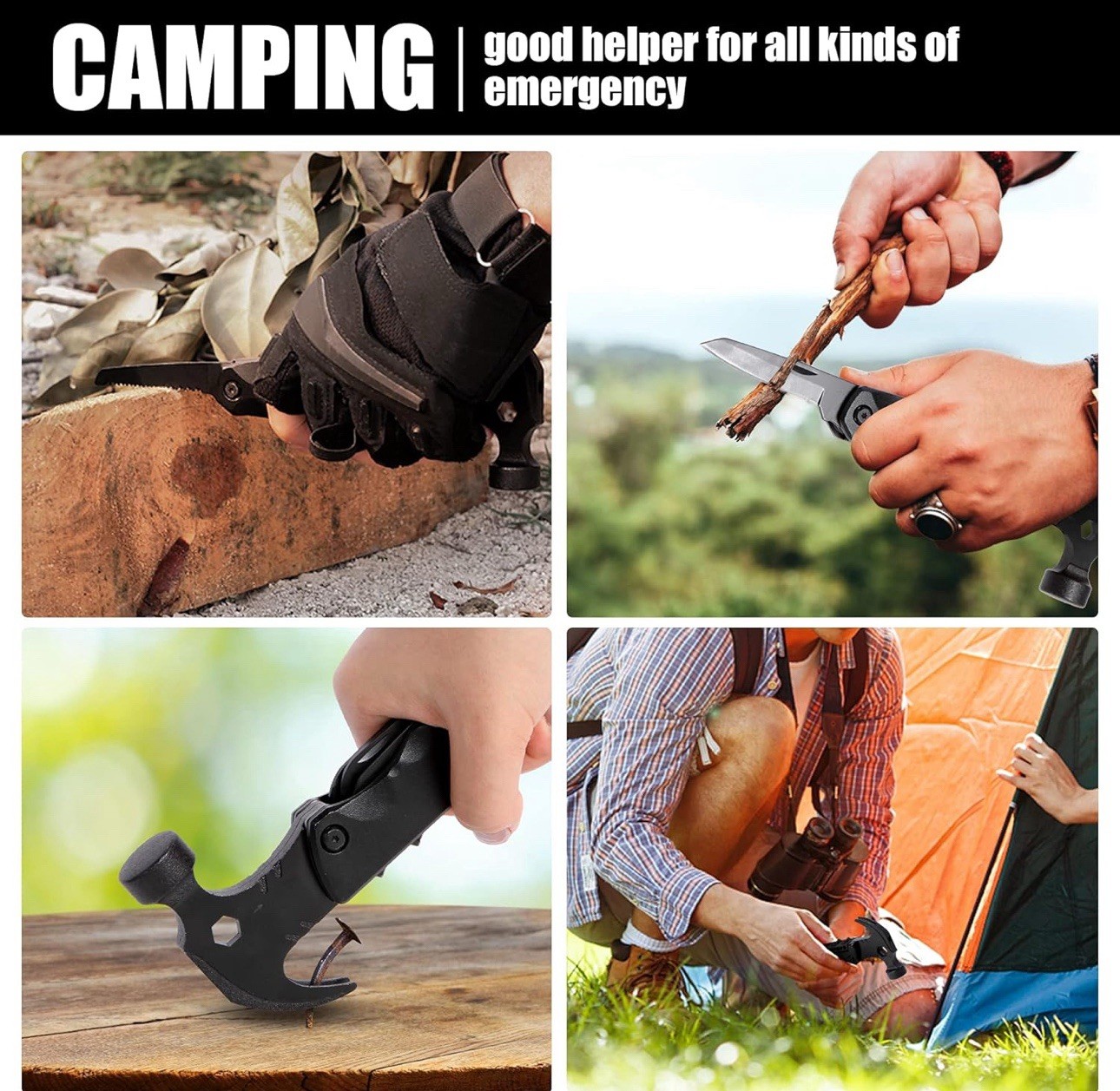 Multitool Camping Accessories Stocking Stuffers for Men Dad Gifts, 13 In 1