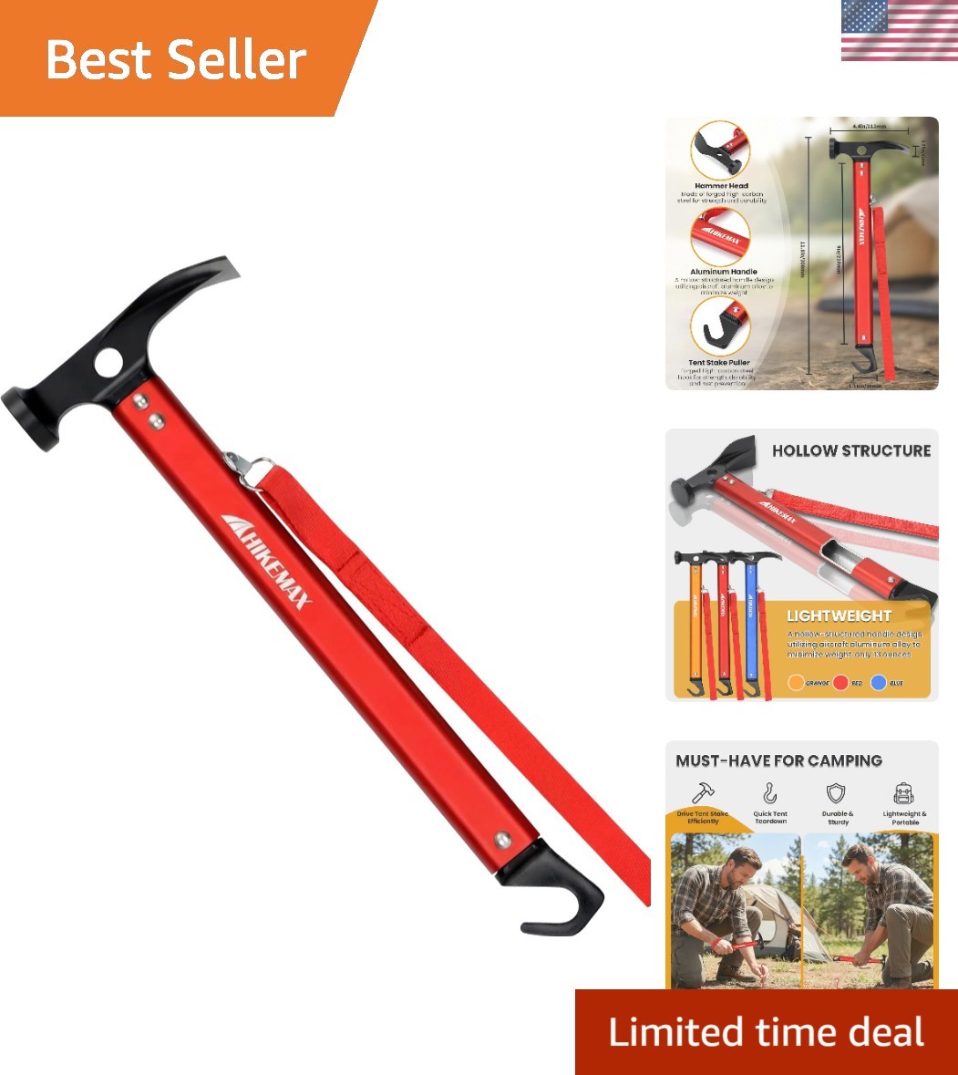 Compact 13-Oz Camping Hammer & Stake Puller – Perfect for Hiking and More