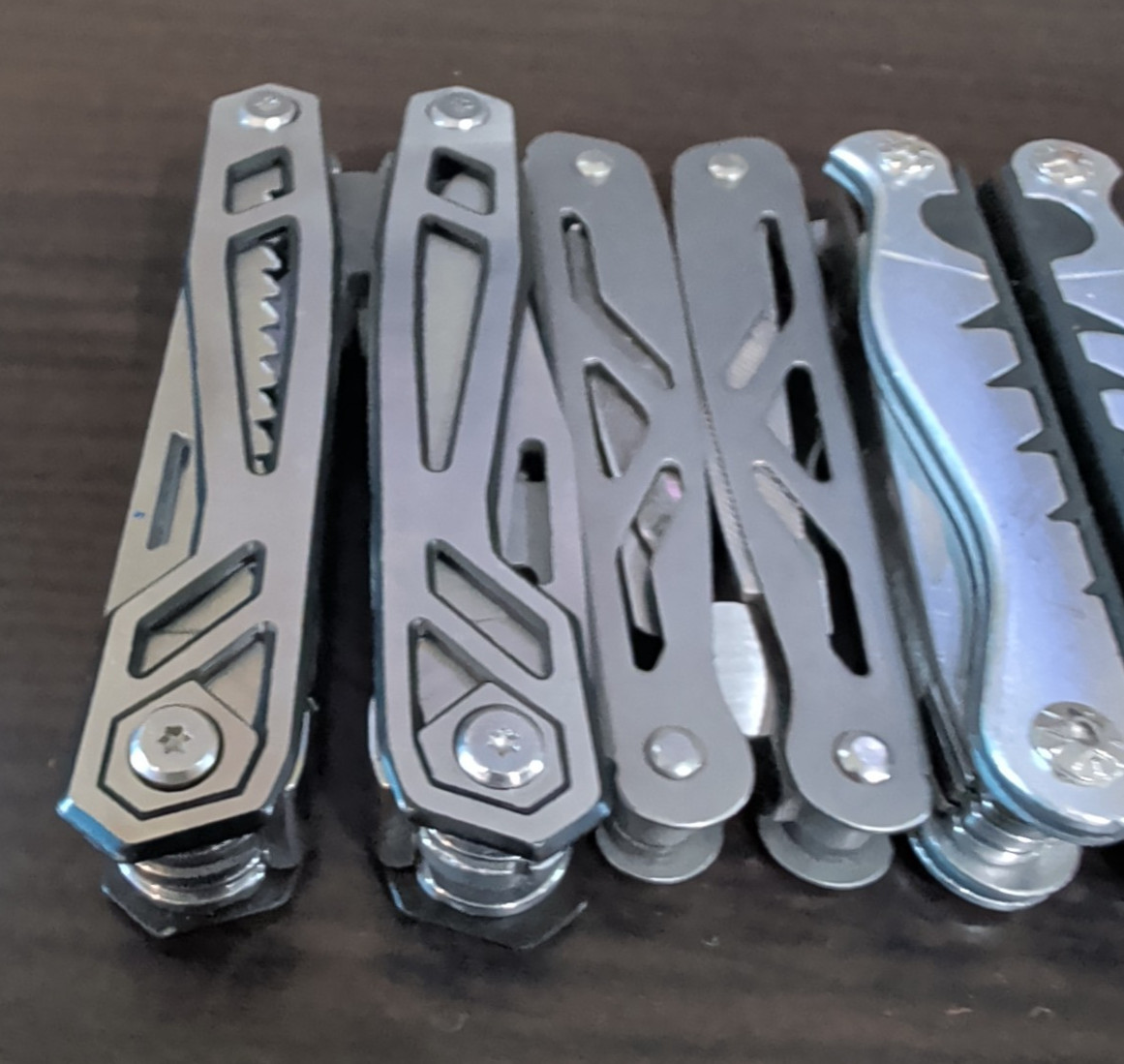 Lot of 5 Multi Tools Husky Stainless Pliers Knife Saw File Screwdrivers