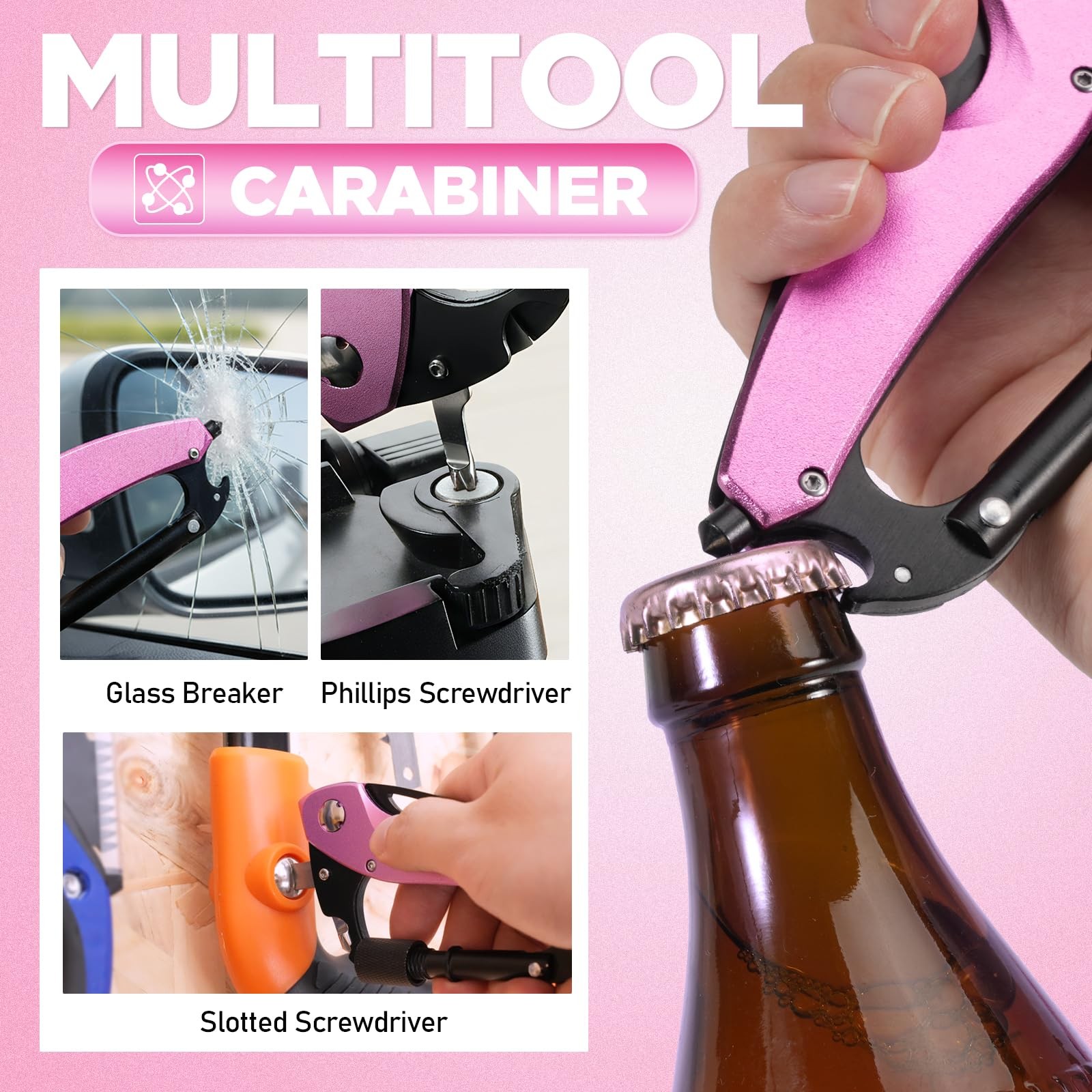 Multitool Carabiner, Mothers Day Gifts for Mom Women Wife, 6-in-1 Keychain Mu…