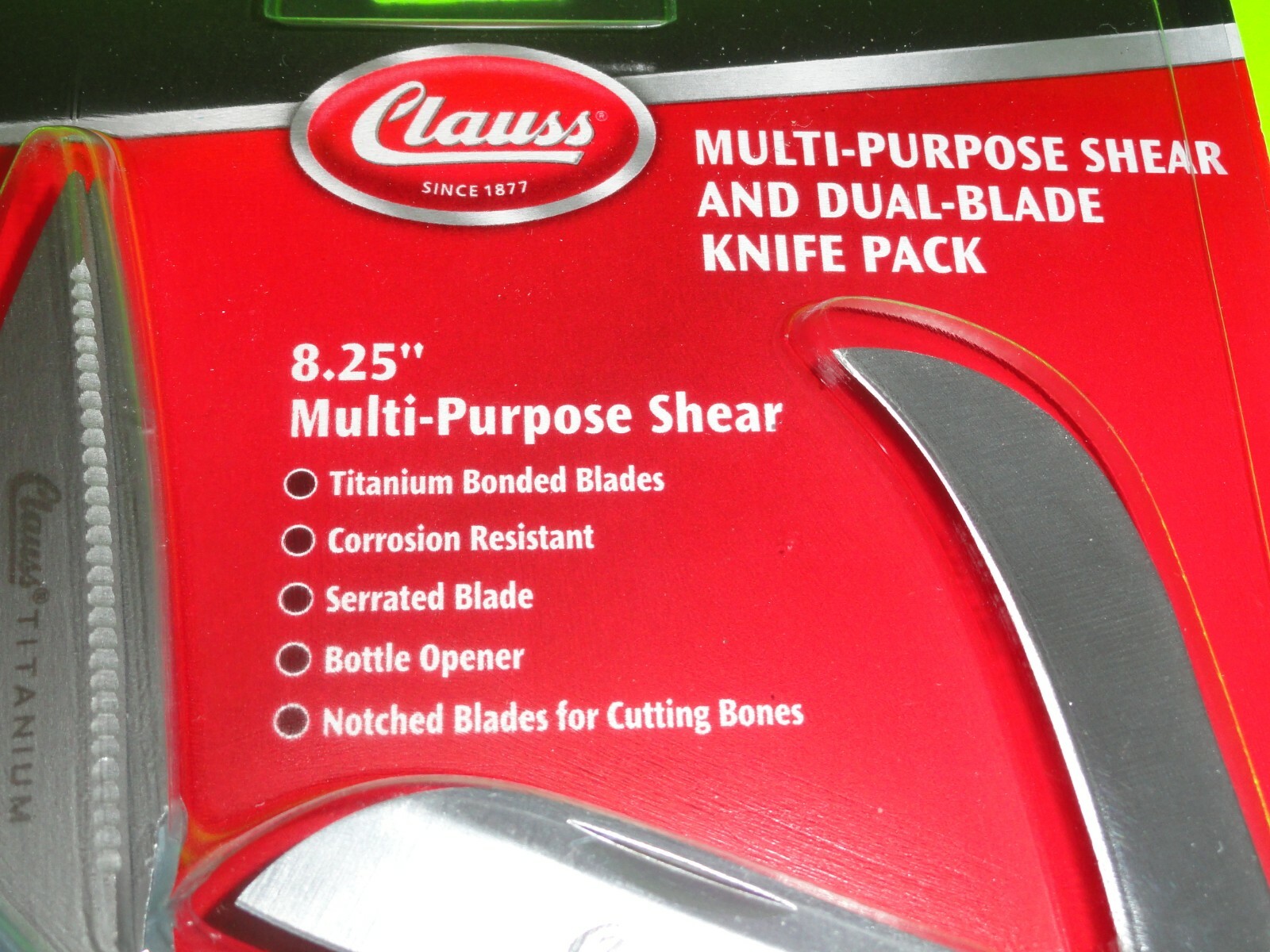 Clauss Titanium 8.25″ Shear Cutting Scissors +7″ Dual Blade Folding Pocket Knife