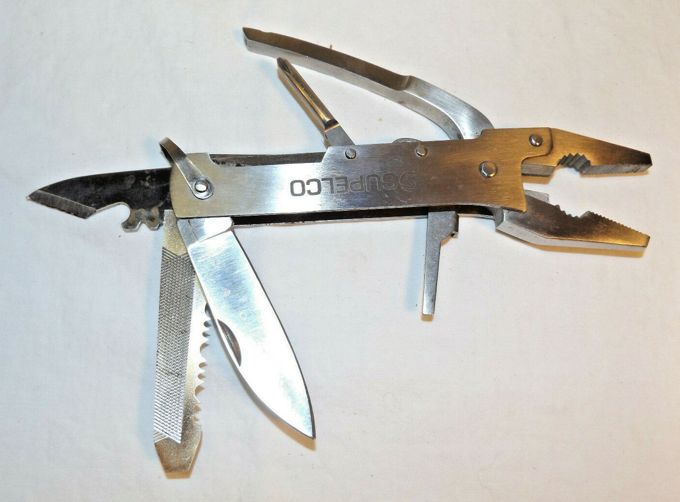 BARLOW MULTI TOOL w PLIERS Advertising SUPELCO Stainless Steel w SHEATH