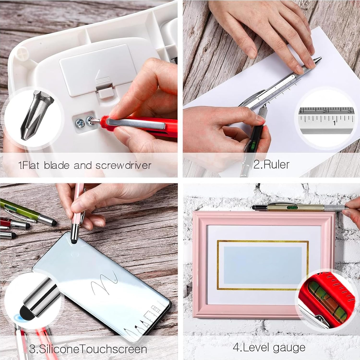 16 Pcs 6 in 1 Multitool Pen Bulk Gift for Men Multi Tool Ballpoint Pen with Scre