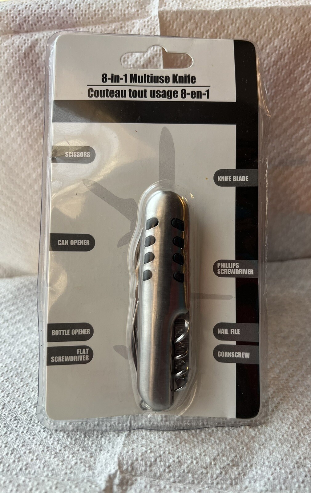 8 In 1 Multiuse Knife Scissors Can/Bottle Opener Screwdrivers File Corkscrew NEW