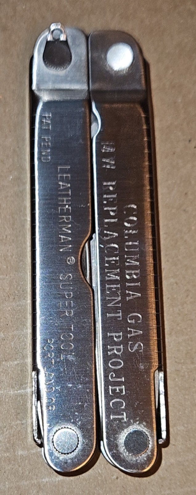 Vintage Leatherman Super Tool Pat Pend Has Columbia Gas Engraved On Side