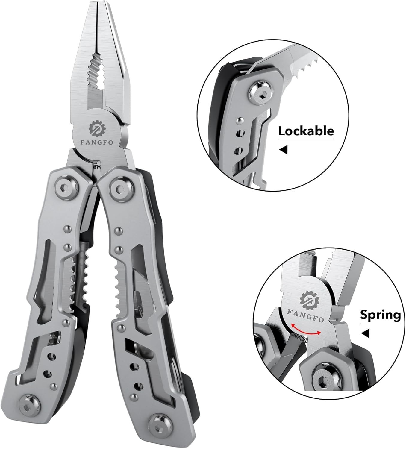 Elegant 14-in-1 Stainless Steel Multitool Pliers with Safety Lock – Perfect Gift