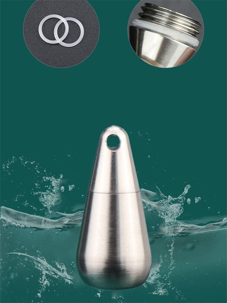 Titanium Pill Case Organizer Container Holder Waterproof EDC Keychain Pendant