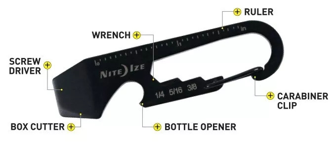 Nite Ize DoohicKey Stainless Steel 6 In 1 Multi Key Tool, Black, Free Shipping.