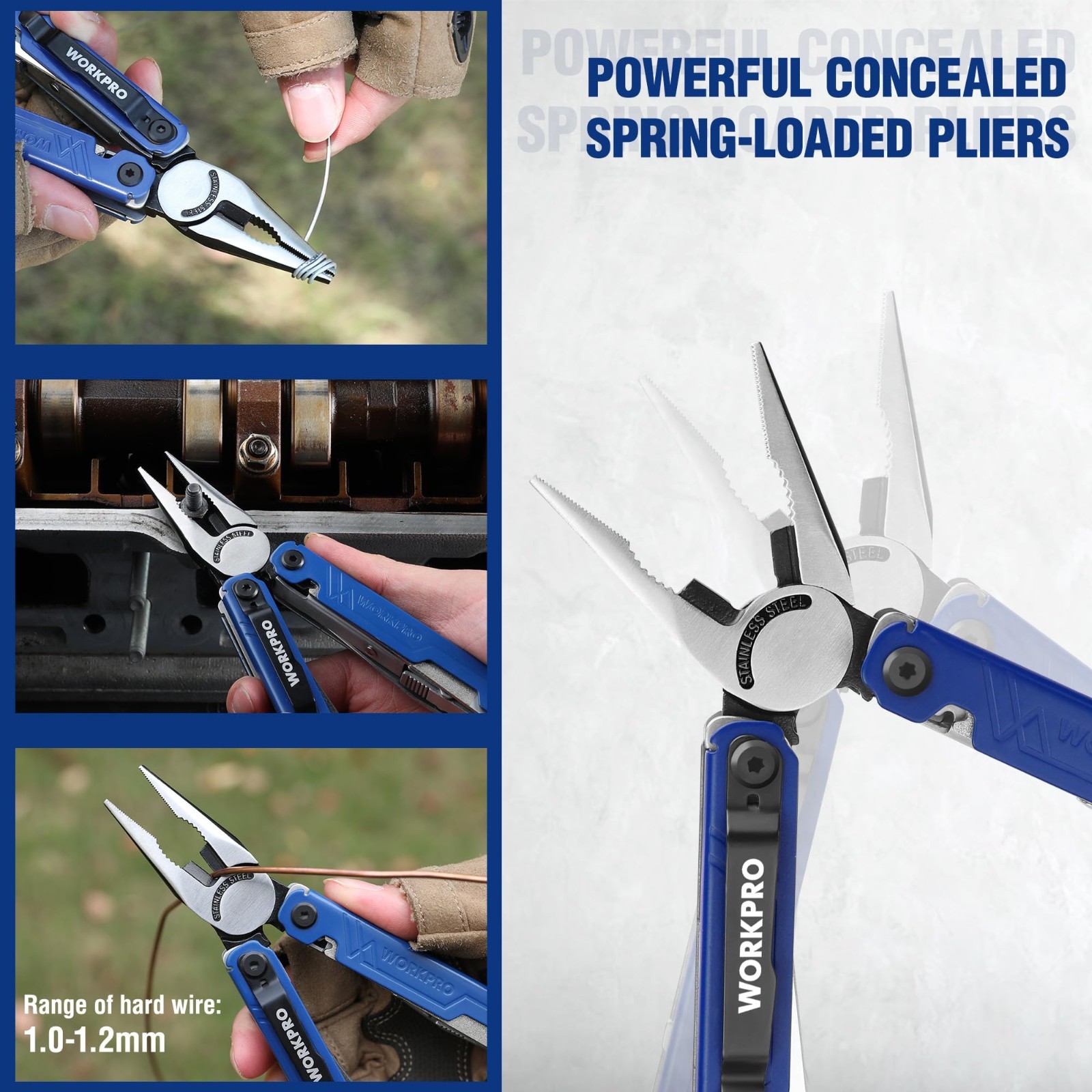 18-in-1 Multi Tool Pliers, Stainless Steel EDC Multitool with Knife, Safety Lock