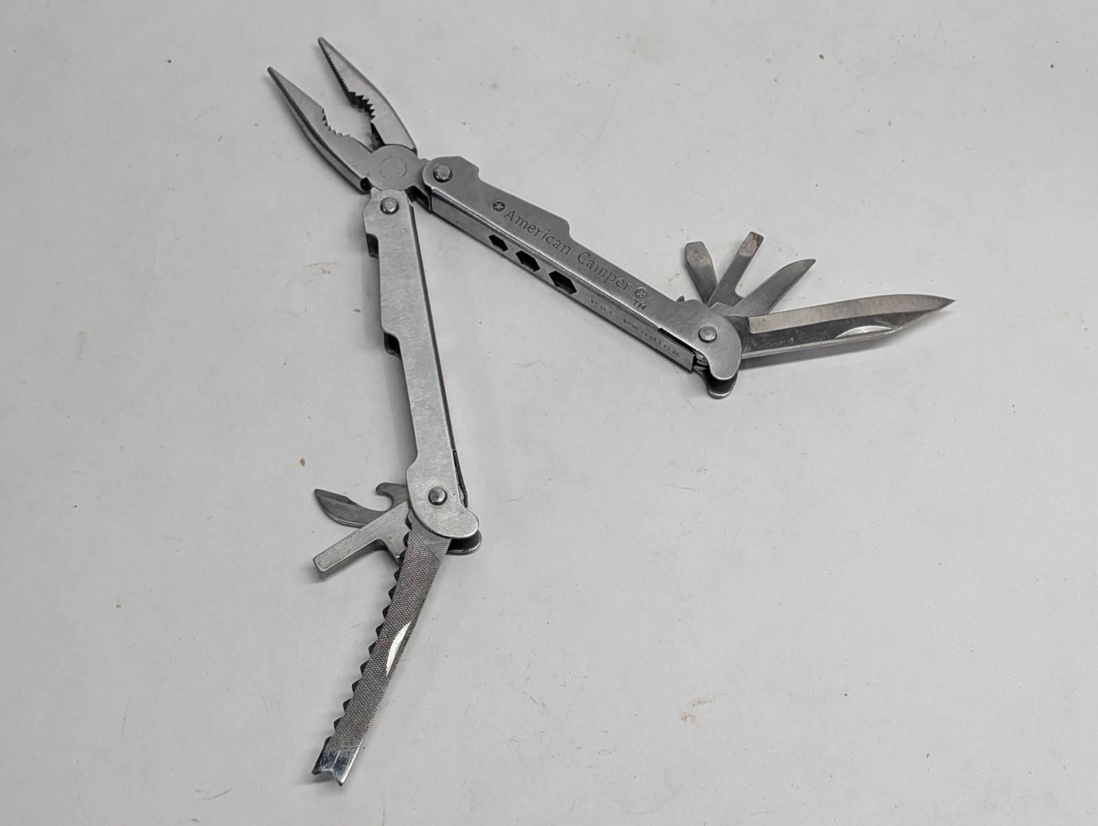 Vintage American Camper Multi Tool Folding Pocket Knife Set Stainless Steel