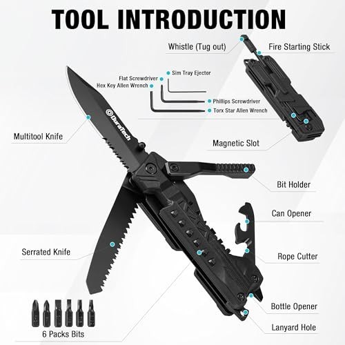 20-in-1 Multitool with Safety Lock, Pocket Knife, Screwdriver, Can/Bottle Opener