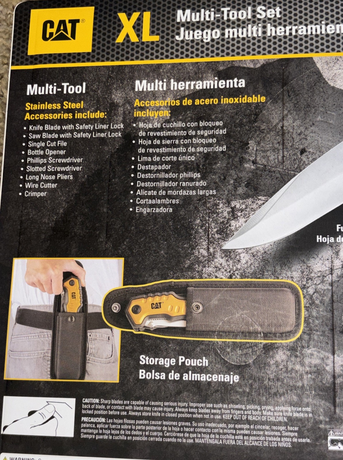 CAT XL 9-in-1 Multi-Tool Set, Stainless Steel Tools with Belt Loop Storage Pouch