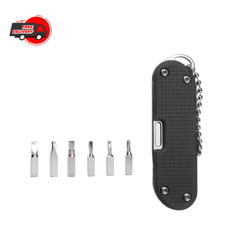1pc Multifunctional Folding Knife Keychain Tool with Screwdriver Stainless Steel