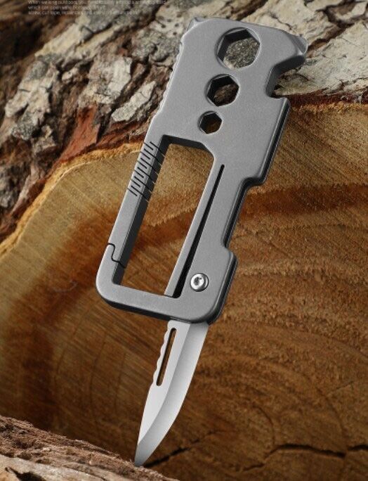 EDC Titanium Keychain Carabiner W/Knife Opener Screwdriver Outdoor Camping Tool
