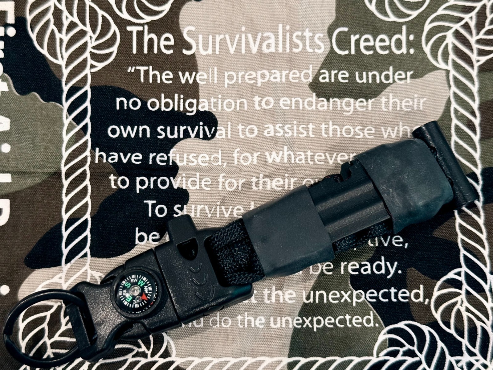 Paracord Survival Keychain — USA Made | Fire, Signal, Navigate & More