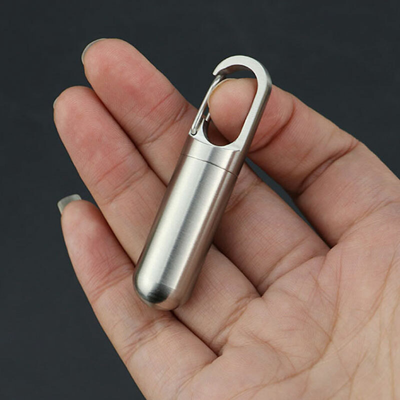 Outdoor Survival EDC Waterproof Pill Case Key Chain Capsule Seal Container Box