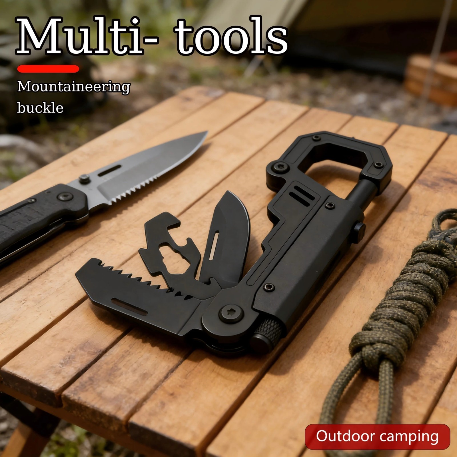 Outdoor Folding Knife EDC Multi Tool Carabiner Camping Survival Gear free ship