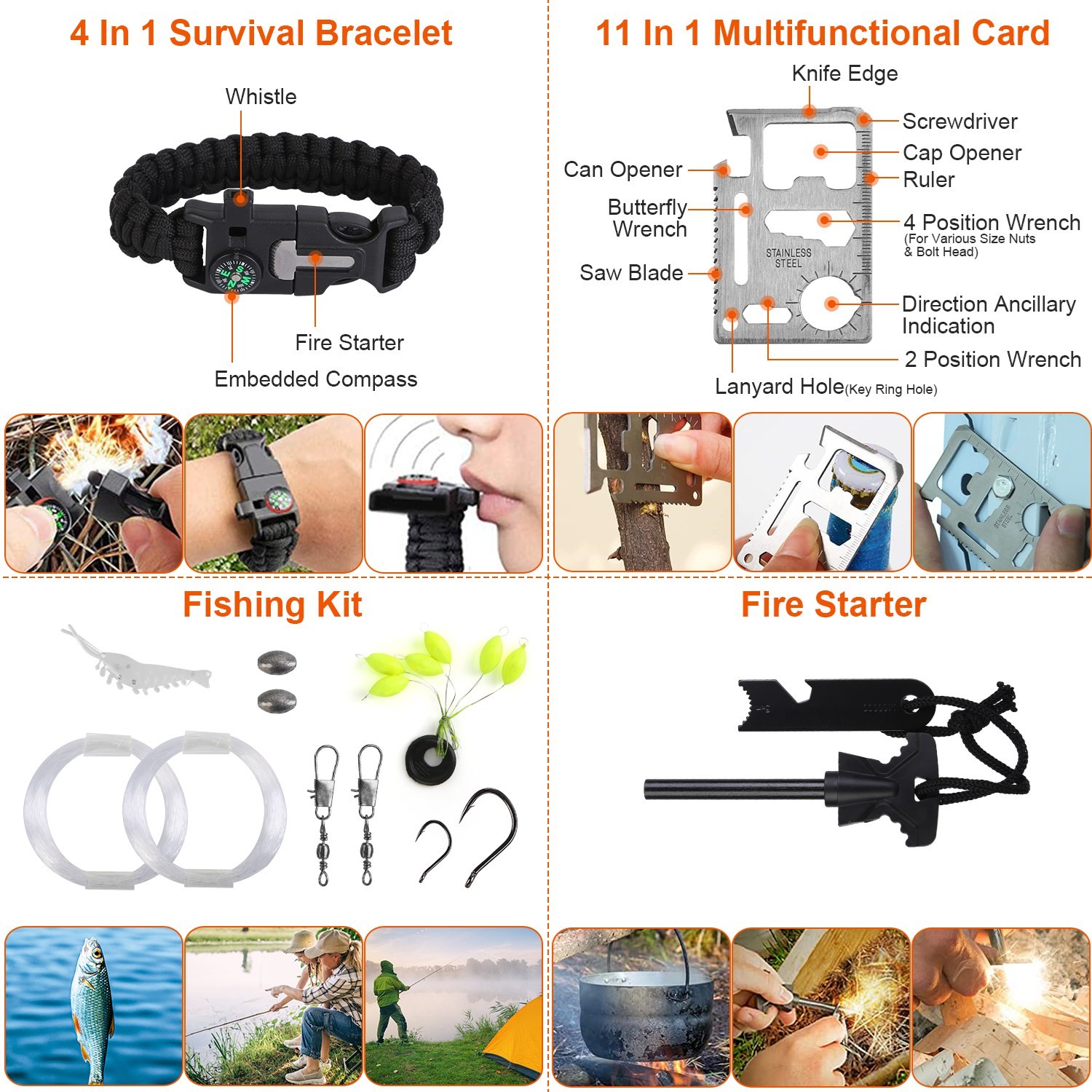 121Pcs Per Set Survival Kits Professional Emergency Survival Gear Tactical First