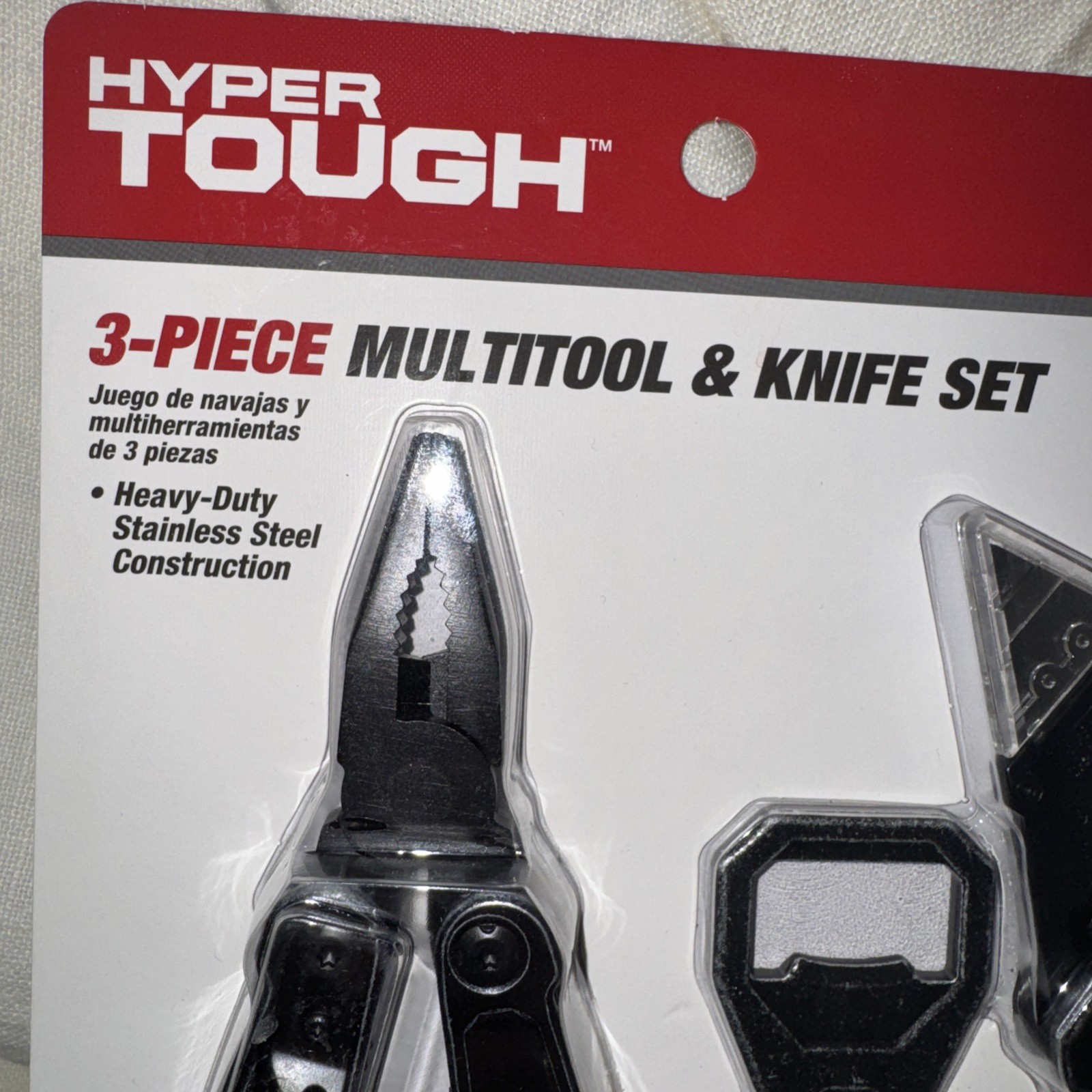 NIP Hyper Tough 3 Piece Multi Tool & Knife Set Stainless Steel Bottle Opener