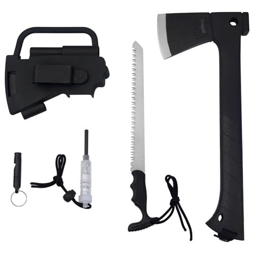 14″ Camping Axe & Hatchet Multi-Tool – Survival Tool with Handsaw, Fire Starter,